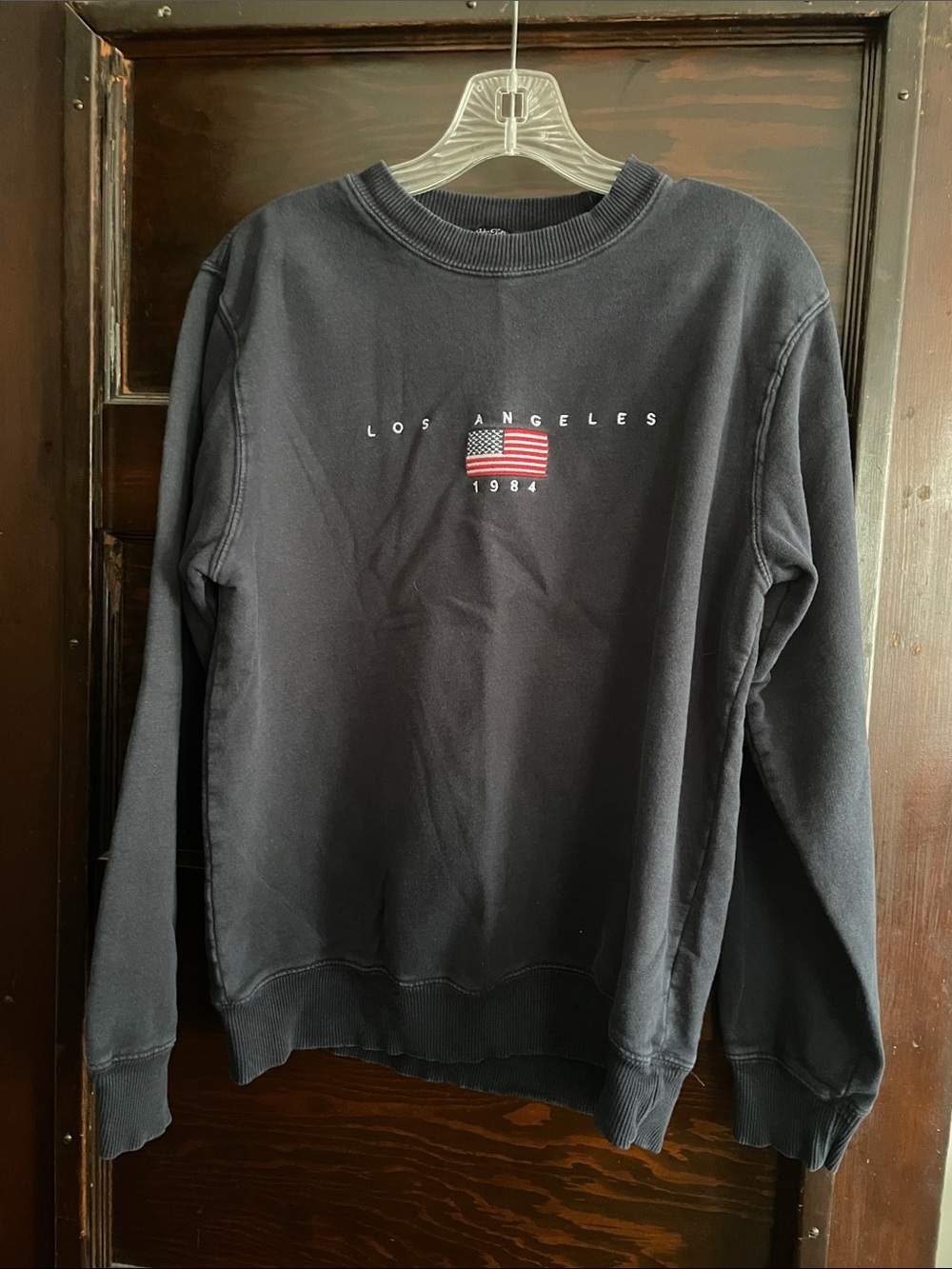 Brandy Melville Navy Crewneck with Los Angeles Flag Embroidery